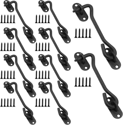 10 Stuks Zwarte RVS Stormhaken met Oog 10cm