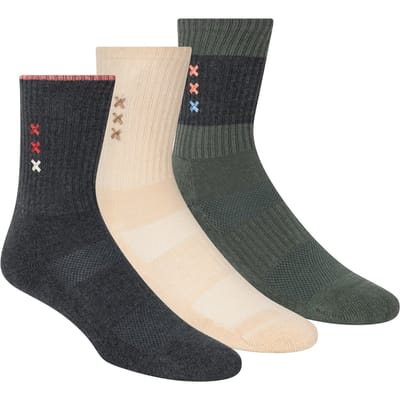 Scotch & Soda 3pk Womens 1/2 Terry Crew Socks Dark Grey Maat: OS | Slipjes Outlet | Dames | Grijs