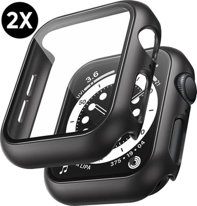 Hoesje voor Apple Watch S10 en S11 - 46 mm Screenprotector - 2 Stuks - Full Cover Hard Case - Zwart