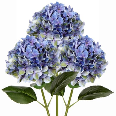 Dailygoods - Oairse 3 stuks Kunstbloemen Hortensia 3D-druk Echt aanvoelend Kunstbloemen zoals echte hortensia's voor bruiloft, thuis, hotel, feest, bloemenarrangement, bloemendiameter 19 cm'