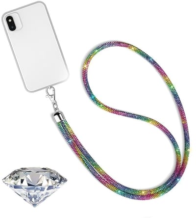 Dailygoods- Lanyard met Kaarthouder - Sleutelkoord - Uittrekbare Sleutelhanger - Damesketting - Bling Strass - Kristallen Hals