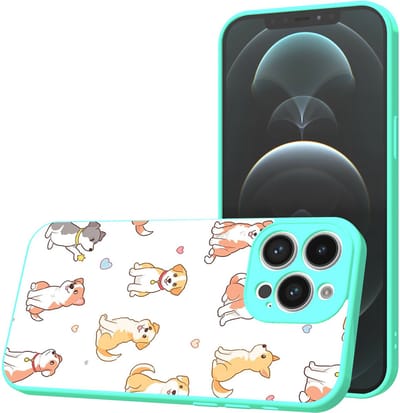 Smartphonica Telefoonhoesje Geschikt voor iPhone 12 Pro Max met Honden opdruk - TPU Back Cover Case Dogs Design - Turquoise geschikt voor iPhone 12 Pro Max