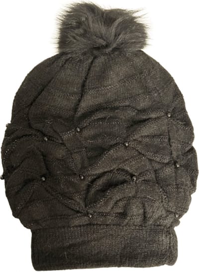 Fashionable Warme Dames Muts / Beanie | Met Pom Pom - Zwart