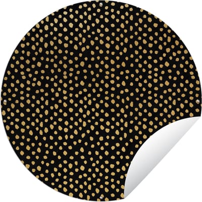 Tuincirkel Okergeel - Zwart - Stippen - Patronen - 60x60 cm - Ronde Tuinposter - Buiten