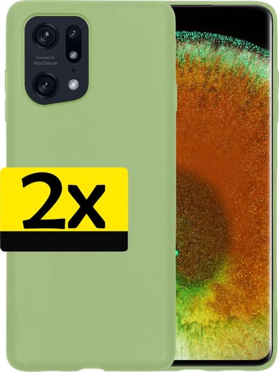 Hoesje - 2 Stuks - Geschikt voor OPPO Find X5 - Sterk & Shockproof - Case Siliconen - Back Cover - Telefoon Hoes - Telefoonhoesjes - Groen