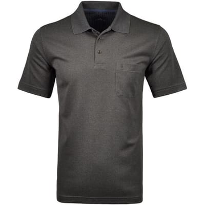 Ragman Polo Softknit Fine Jacquard Pattern Grijs Melange / male