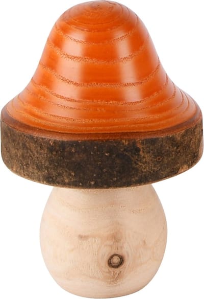 Dekoratief | Paddenstoel oranje/naturel, hout, 7x7x11cm | A245563