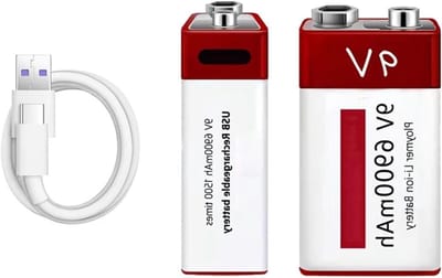 Oplaadbare Batterijen - 9V Lithium - Apparaten Voeden - USB Type-C Opladen - 6900mAh 4 Stuks - Zwart