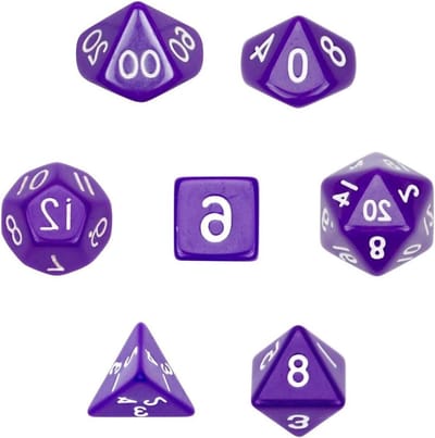 Polyhedral Dobbelstenen Set - Veelzijdige Dobbelstenen - Spel Avonden - Luxe Fluwelen Zak - 7 Stuks - Effe Paars