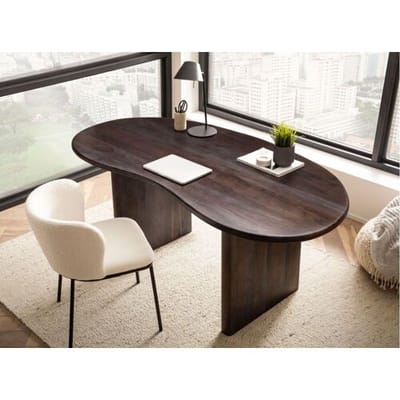 Wohnling Bureau acaciahout niervorm donkerbruin 180 cm