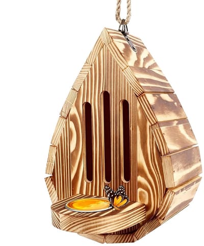 Dailygoods- Vlinderhuis weerbestendig - Houten Insectenhotel - Decoratieve Tuindecoratie - Habitat voor Vlinders - Voor Tuin/Balkon - Educatieve Toevoeging 21 x 14 x 9 cm