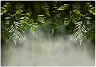 WALLARENA - Fotobehang - 250x175 cm - groene bladeren natuur beton voor slaapkamer en woonkamer