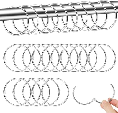 40 Stuks Gordijnringen voor Gemakkelijk Openen, Geschikt voor Douchegordijnen en Gordijnstangen met Binnen Diameter van 50mm (Zilver)