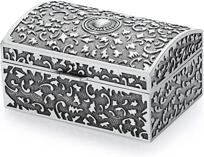 Vintage metalen schatkist voor sieraden en kleine voorwerpen, decoratief en uniek ontwerp