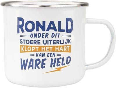 Mok - Top vent - Ronald - Geëmailleerd - In cadeauverpakking