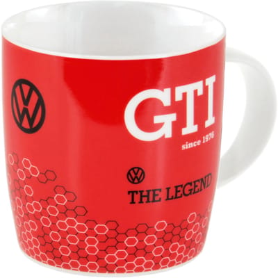 BRISA VW Collection – Volkswagen stor keramik kaffe-te-cappuccino-mugg för köket i GTI-design (370 ml/GTI svart/röd)