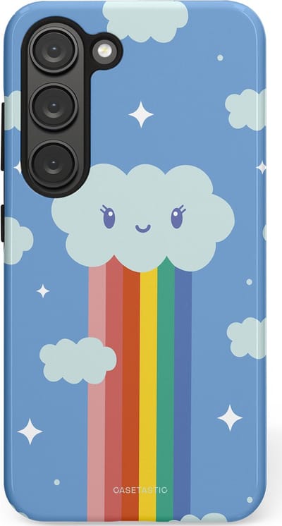 Casetastic Hoesje Geschikt voor Samsung S23 - Stijlvolle Beschermende Duo-layer Case - Regenboogwolkje