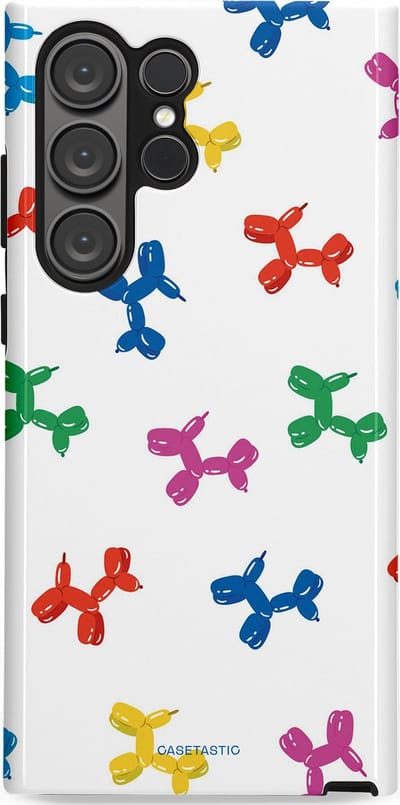Casetastic Hoesje Geschikt voor Samsung S23 Ultra - Stijlvolle Beschermende Duo-layer Case - Ballonnen hondje
