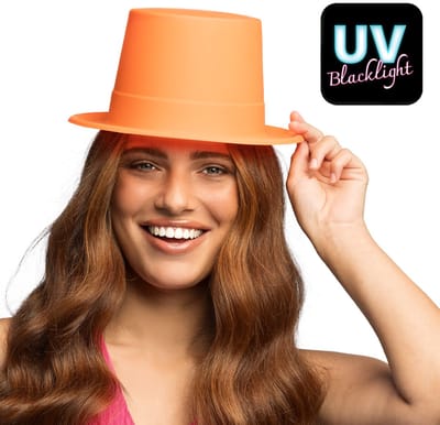 Boland - Hoed Topper neonoranje Neon,Oranje - 58 - Volwassenen - Unisex - Festival - 90s - UV blacklight - WK- Koningsdag - EK