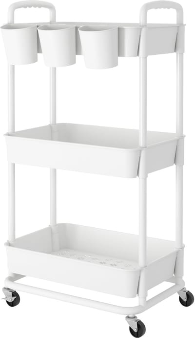 Unyqoos ® Rolbare Opbergkar met Drie Lagen en Handige Extra's voor Veelzijdig Gebruik in Huis of Kantoor