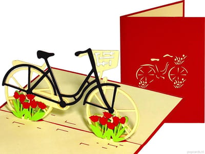 Popcards popupkaarten - Fiets Tulpen Holland Souvenir pop-up kaart 3D wenskaart