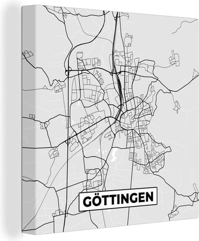 Canvas Schilderij Kaart - Stadskaart - Duitsland - Göttingen - Plattegrond - 20x20 cm - Wanddecoratie
