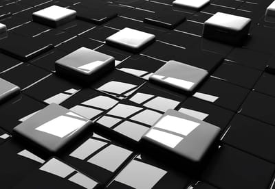 Fotobehang Modern Abstract Squares Black White | XL - 208cm x 146cm | 130g/m2 Vlies