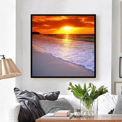 Peinture diamant paysage de plage, broderie de diamant, paysage de coucher de soleil, point de croix, diamant en cristal 30x30CM