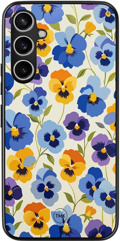 Hoesje geschikt voor Samsung Galaxy S23 FE - Viooltjesmix bloemen - Paars - TPU case - Marmer - Hardcase zwart telefoonhoesje