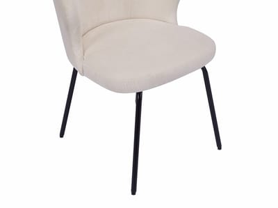 Vente-unique Set van 6 stoelen van ribfluweel en zwart metaal - Crèmewit - RELIOZA