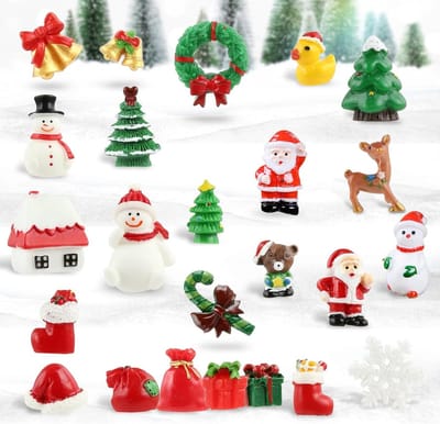 24 Kerstfiguren voor Kerstdecoraties, Kleine Figuren en Versieringen voor de Kerstboom en Adventskalender