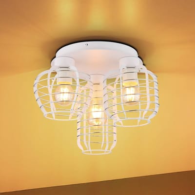Globo Plafondlamp Nesa, Ø 37 cm, wit/chroom, metaal, 3-lamps
