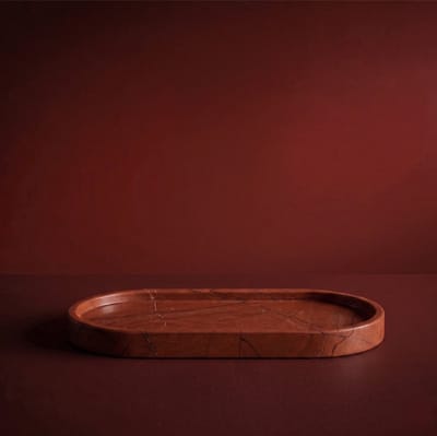 Ovale Marmeren Serveerplank & Plateau Rood
