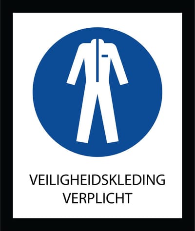 Bord ISO7010 Geboden Veiligheidskleding Verplicht 20 x 24 cm
