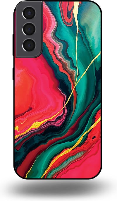 Smartphonica Telefoonhoesje Geschikt voor Samsung Galaxy S21 met Rood Groen Marmer Opdruk - TPU Backcover Case Red Green Marble Design geschikt voor Samsung Galaxy S21
