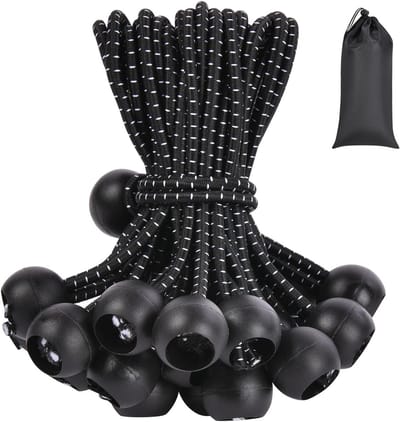 Set van 50 Elastische Touwen met Ballen 10 cm - Duurzame Rubber Bands voor Zeilen, Partytenten en Kamperen