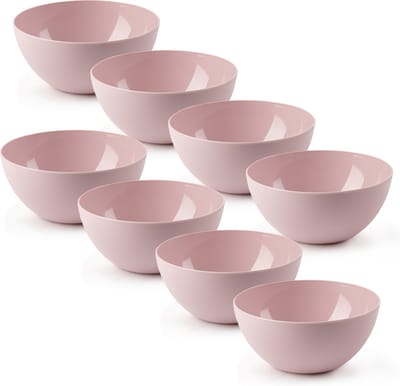 Plasticforte kommetjes/schaaltjes - 8x - dessert/ontbijt - kunststof - D17 x H8 cm - roze - BPA vrij