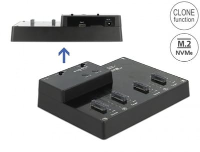 Delock M.2 Docking Station for 4 x M.2 NVMe PCIe SSD with Clone function