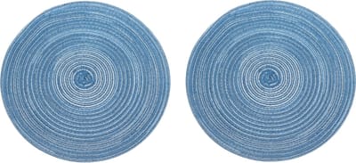 Krumble Placemat rond - Placemats - Onderleggers - Onderzetters - Tafelaccessoires - Set van 2 - Diameter 36 cm - Blauw/grijs