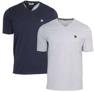 2-Pack Donnay - T-shirt (Berno) - Sportshirt - V-hals shirt - Heren - Navy/Light grey (636) - maat S
