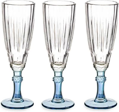 Vivalto Champagneglazen Exotic Collection - set 6x - blauw voet - 170 ml - Champagne flutes