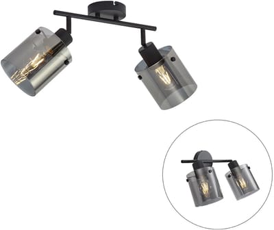 QAZQA domo - Moderne Plafondlamp - 2 lichts - L 35 cm - Zwart - Woonkamer | Slaapkamer | Keuken