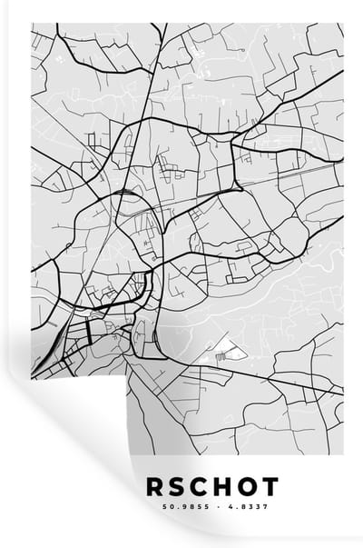 Muurstickers - Sticker Folie - Kaart – Plattegrond – Stadskaart – Aarschot – België – Zwart Wit - 20x30 cm - Plakfolie - Muurstickers Kinderkamer - Zelfklevend Behang - Zelfklevend behangpapier - Stickerfolie