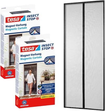Tesa - Magnetisch Insectenscherm - Zwart - 90x210cm - Zelfsluitend - Handenvrij