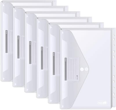 Uitbreidbare plastic mappen set van 24 stuks, 3D documentmappen met 2 sluitingen voor 270 vellen papier, A4 transparante folders met 11 bindgaten en labelvak voor ordelijk sorteren