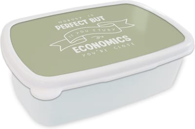 Broodtrommel Wit - Lunchbox - Brooddoos - Economie - Quotes - Studeren - Studenten - 18x12x6 cm - Volwassenen
