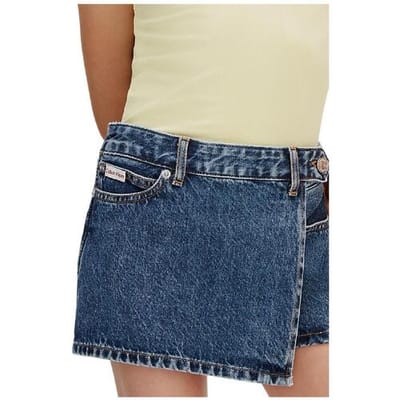 Calvin Klein Girls Denim Wrap Skort Beckford Wash Taglia: 4 | Gonne Outlet | kids | Blu