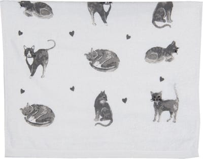 Clayre & Eef Gastendoekje 40x66 cm Grijs Wit Katoen Katten