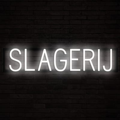 SLAGERIJ - Lichtreclame Neon LED bord verlicht | SpellBrite | 70,72 x 16 cm | 6 Dimstanden & 8 Lichtanimaties | Reclamebord neon verlichting