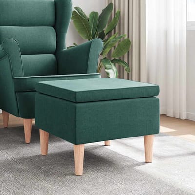 vidaXL - Kruk - met - houten - poten - stof - donkergroen